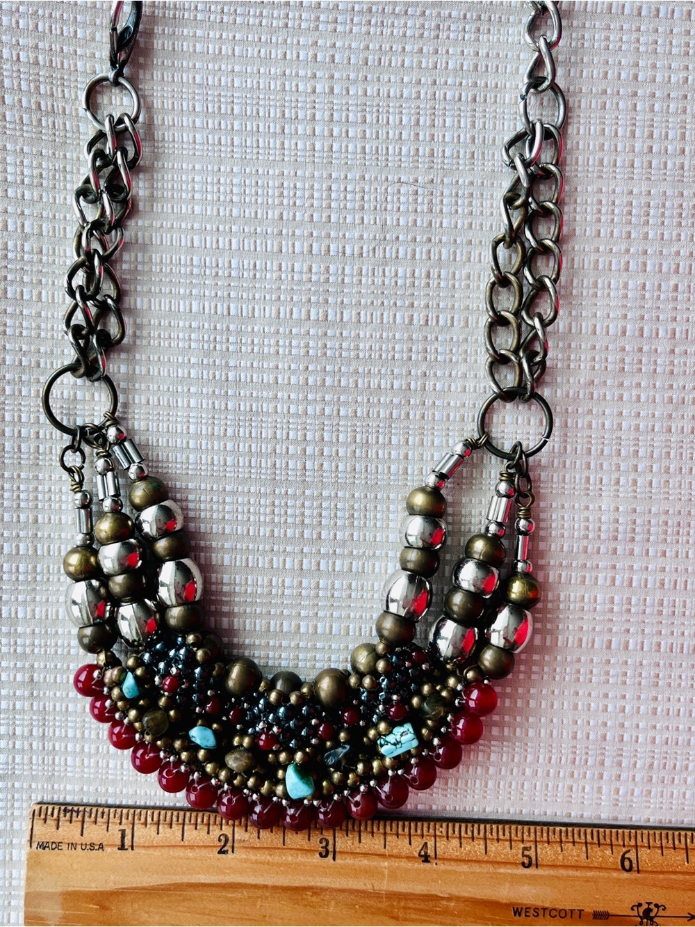 Vintage Anthropologie Pam Hiran Bold Statement Necklace Boho Etruscan Revival - Picture 14 of 15